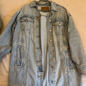 American Eagle long denim oversized jean jacket (size S)